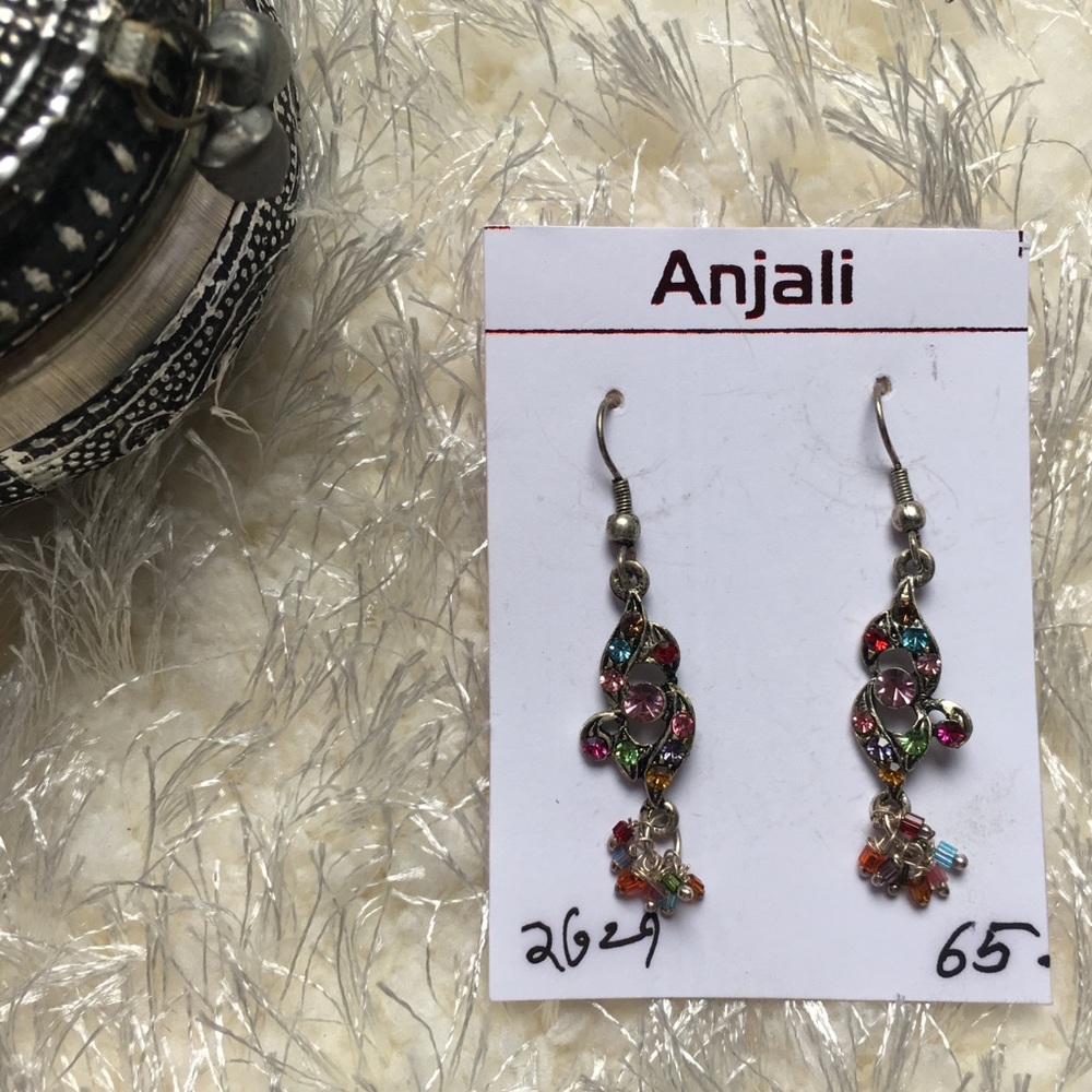 Silver & Multicolored Drop Earrings